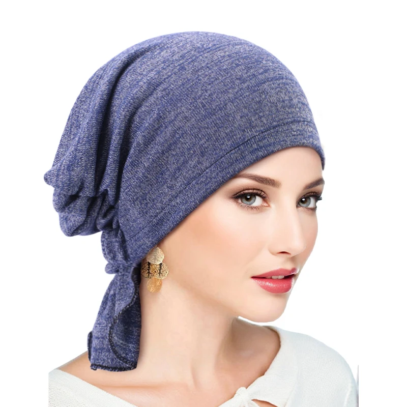 New Women Cotton Muslim turban Breathable Bandana Headscarf Pre Tied Turban Hats Headwear Headwrap Cap Chemo Beanies Bonnet Caps