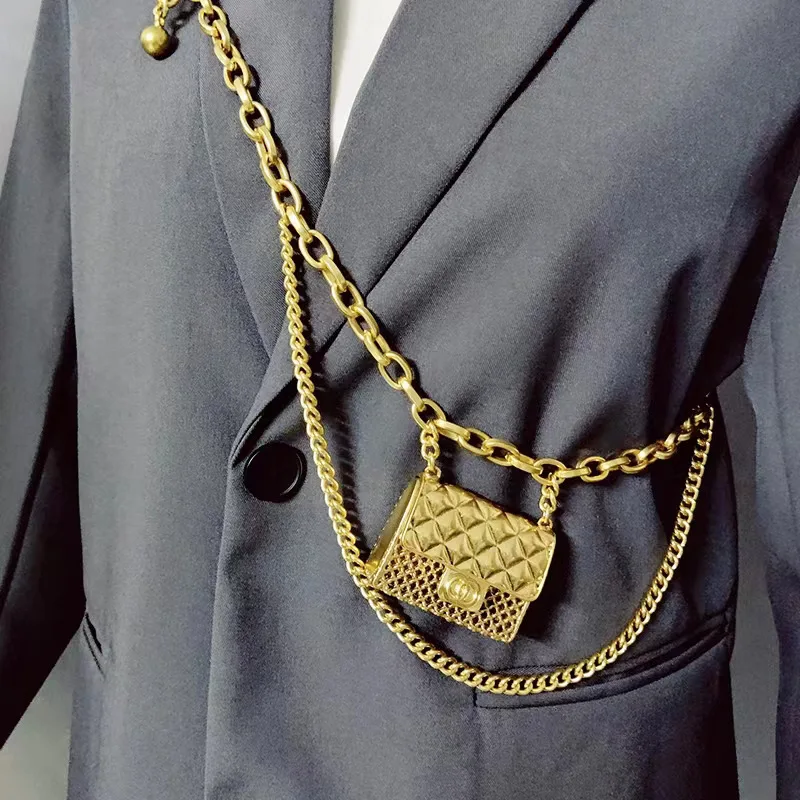 

Casual Style Gold Color Chain Belts for Women High Quaity Luxury Metal Belt Adjustable Long Band Mini Packet Dress Decoration