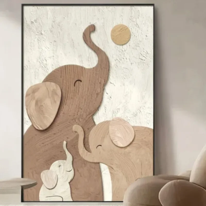 

Luxury Elephant Wall Art, Modern Living Room Decoration, Fantasy Texture Painting, HighEnd Sofa Background Mural