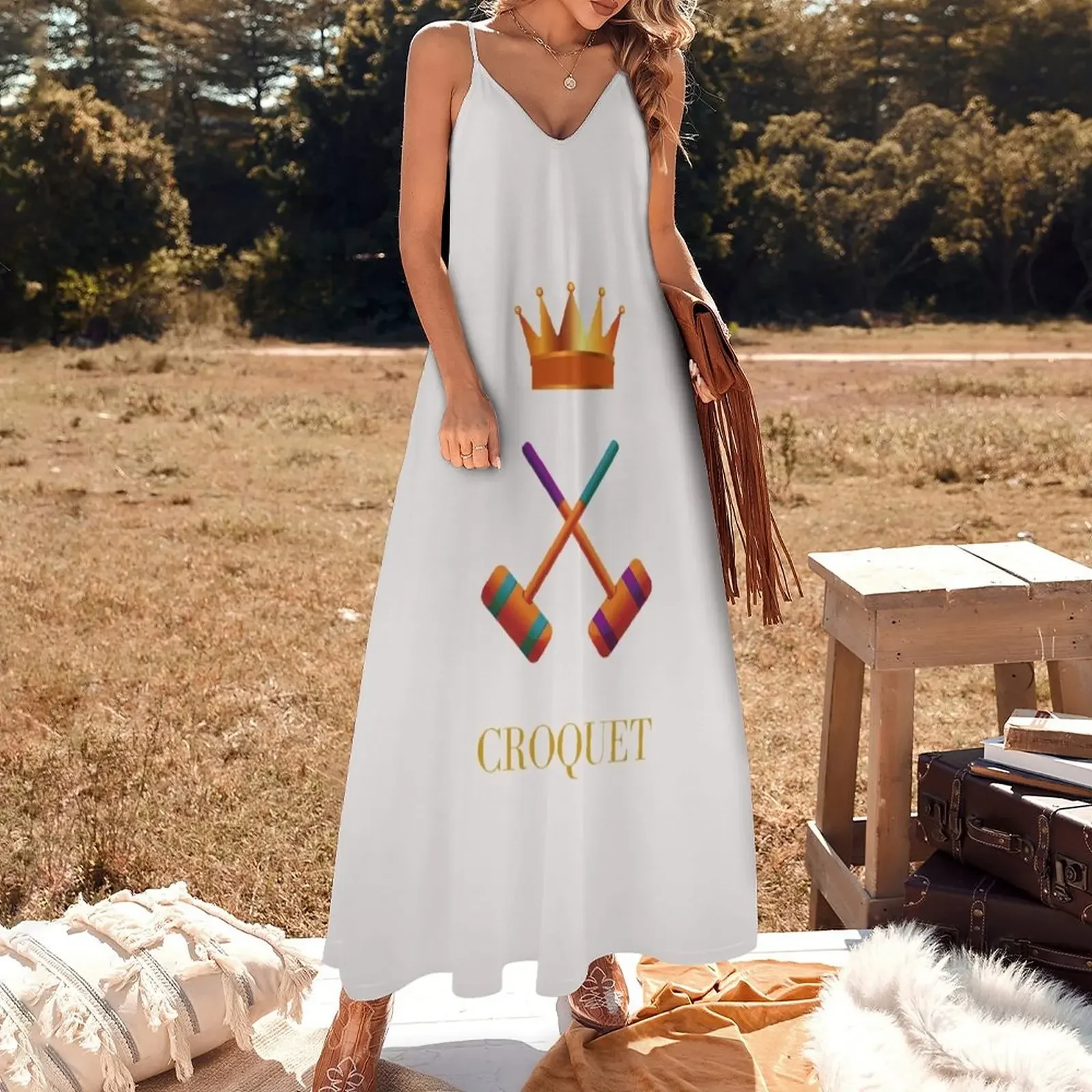 Croquet mallets and crown Sleeveless Dress dress for woman Women's dresses Female clothing Dress