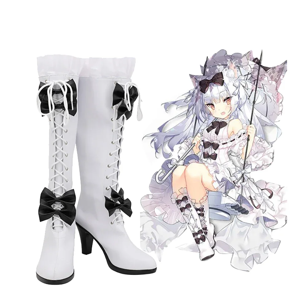 Azur Lane Yukikaze Cosplay Boots High Heel White Shoes Custom Made Any Size