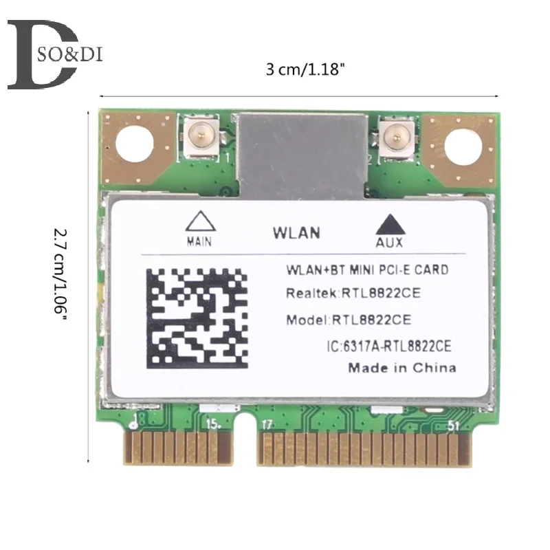1Pcs 1200Mbps RTL8822CE Mini PCIe WiFi Card Wireless WiFi Card 802.11AC Bluetooth-compatible 5.0 WiFi Card Wireless Card