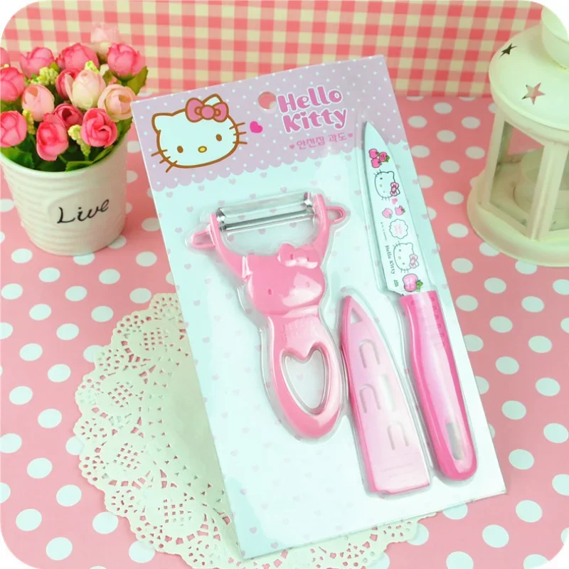 HelloKittys Knife Set Multi-purpose Dorm Home Students Bring A Paring Knife, Fruit Knife Anime Print Cute Kitchen Supplies Gift