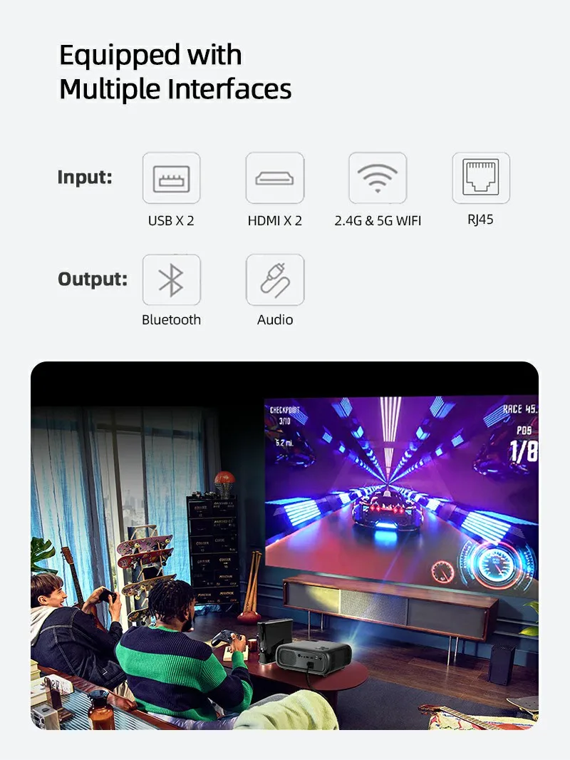 Proyector AUN AKEY9S Android 2 + 64G Full HD nativo 1080P 3D LED proyector de vídeo de cine en casa 4k cine Bluetooth 5G WIFI Smart TV