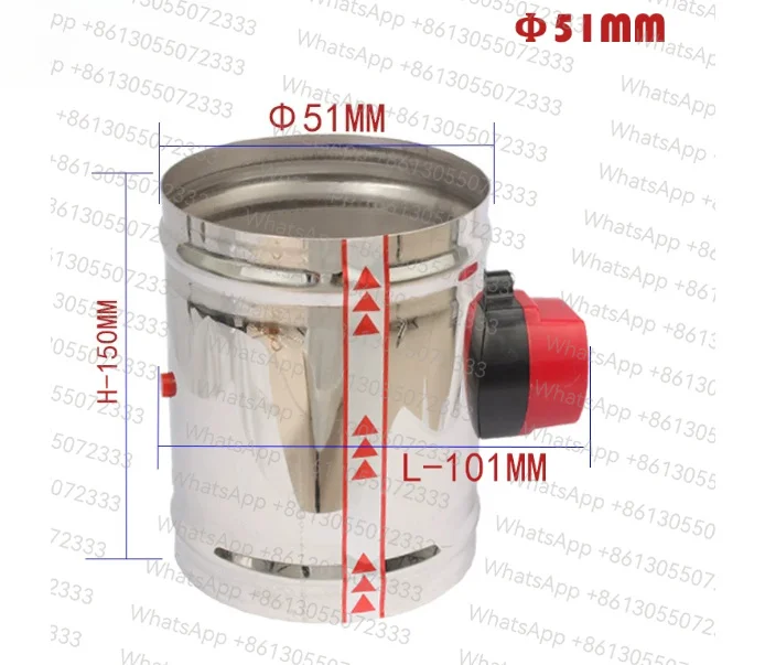 220V Stainless Steel 201 Motorized Damper Solenoid Valve 4/5/6/8 inch Air 51mm