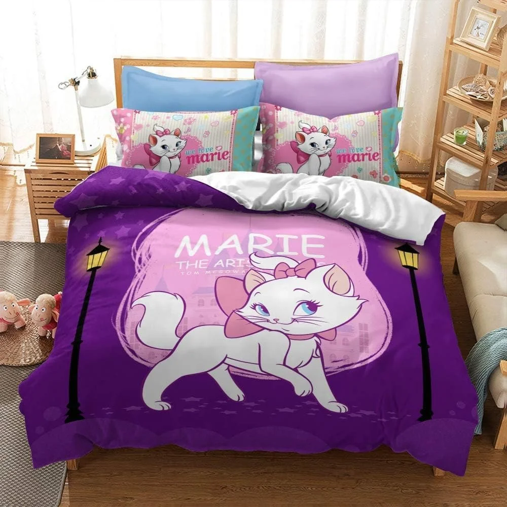 Disney Marie Cat Bedding Set The Aristocats Duvet Cover 3D Print Quilt Cover Children Girls Baby Home Textile Twin Full Queen Ki