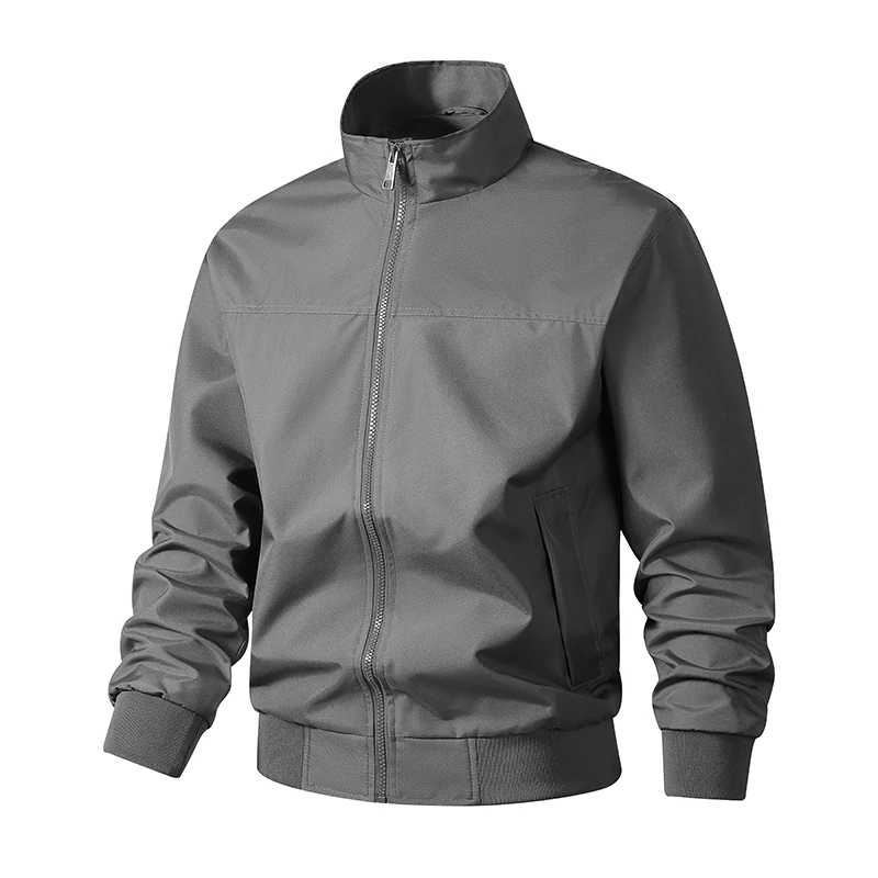 

Fashion Casual Stand Collar Jackets for Men Solid Color Comfortable Zipper Male Clothes Breathable Zipper Coats Spring All-match