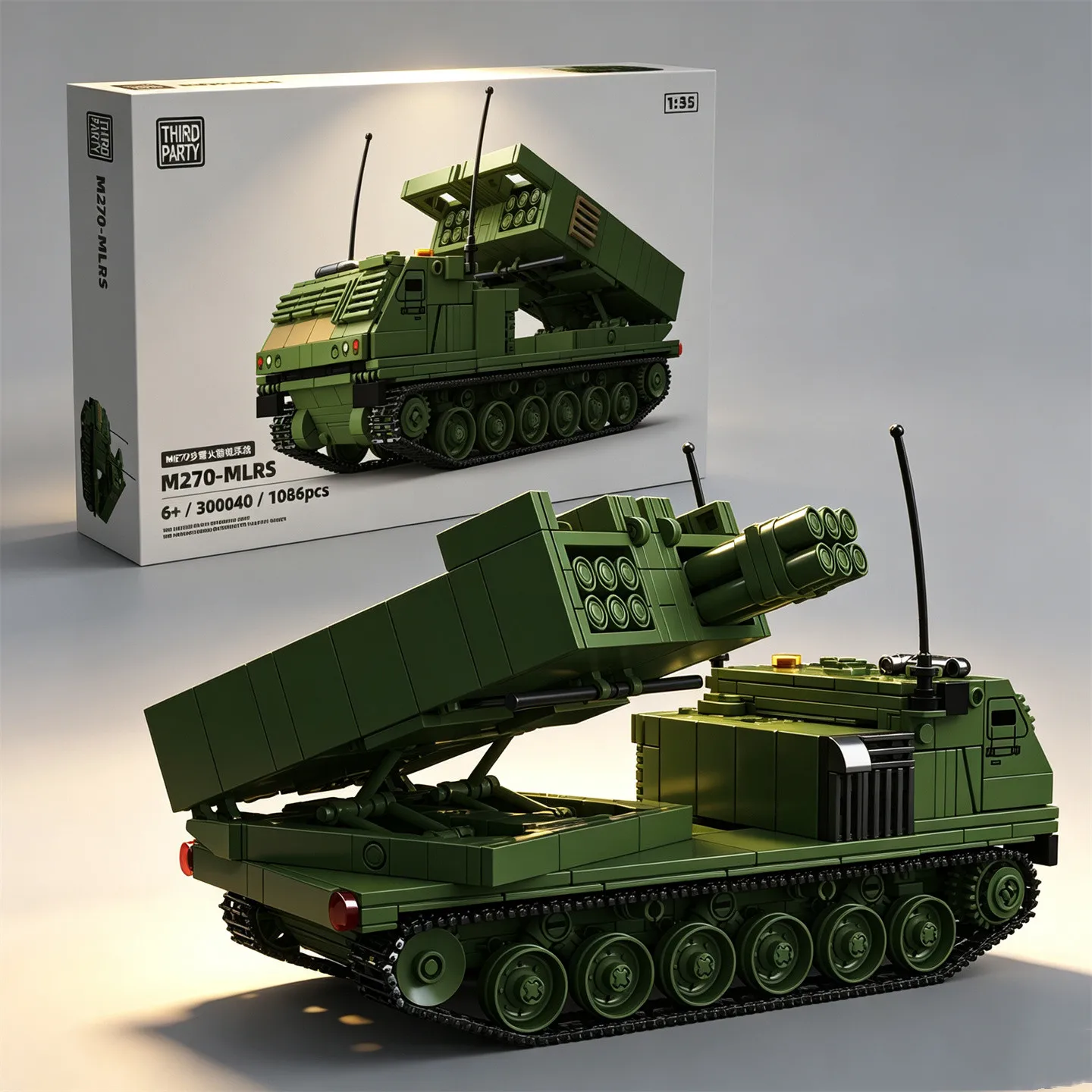 U.S. M270 Multiple Launch Rocket System Assembly Model Building Blocks; M2 Infantry Fighting Vehicle Modified MOC Toy view 5