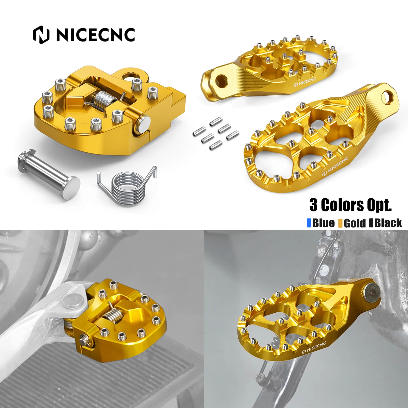 

For Suzuki DRZ400S 2000-2024 DRZ400SM 2005-2024 DR-Z 400S DR-Z 400SM Forged Foot Pegs & Folding Brake Pedal Tip Extension Plate