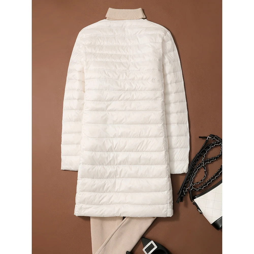 

Slim Lightweight Jaet Quilted Nylon Coat round Ne Varle V-Ne Long Sve Breathable Fce Lined down Jaet for Women