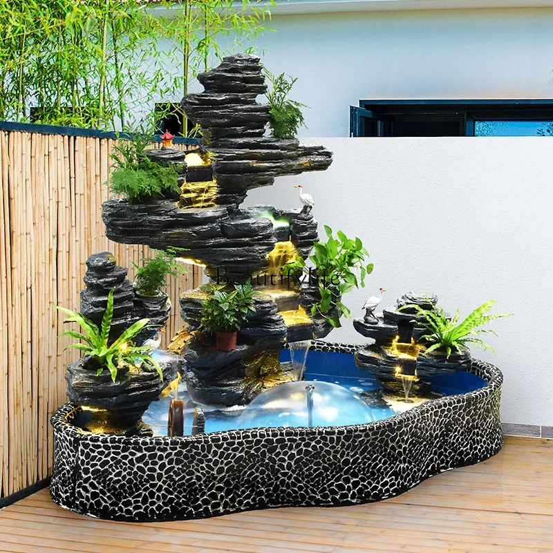 

35LLarge rockery fish pond flowing water ornament outdoor courtyard villa garden fountain