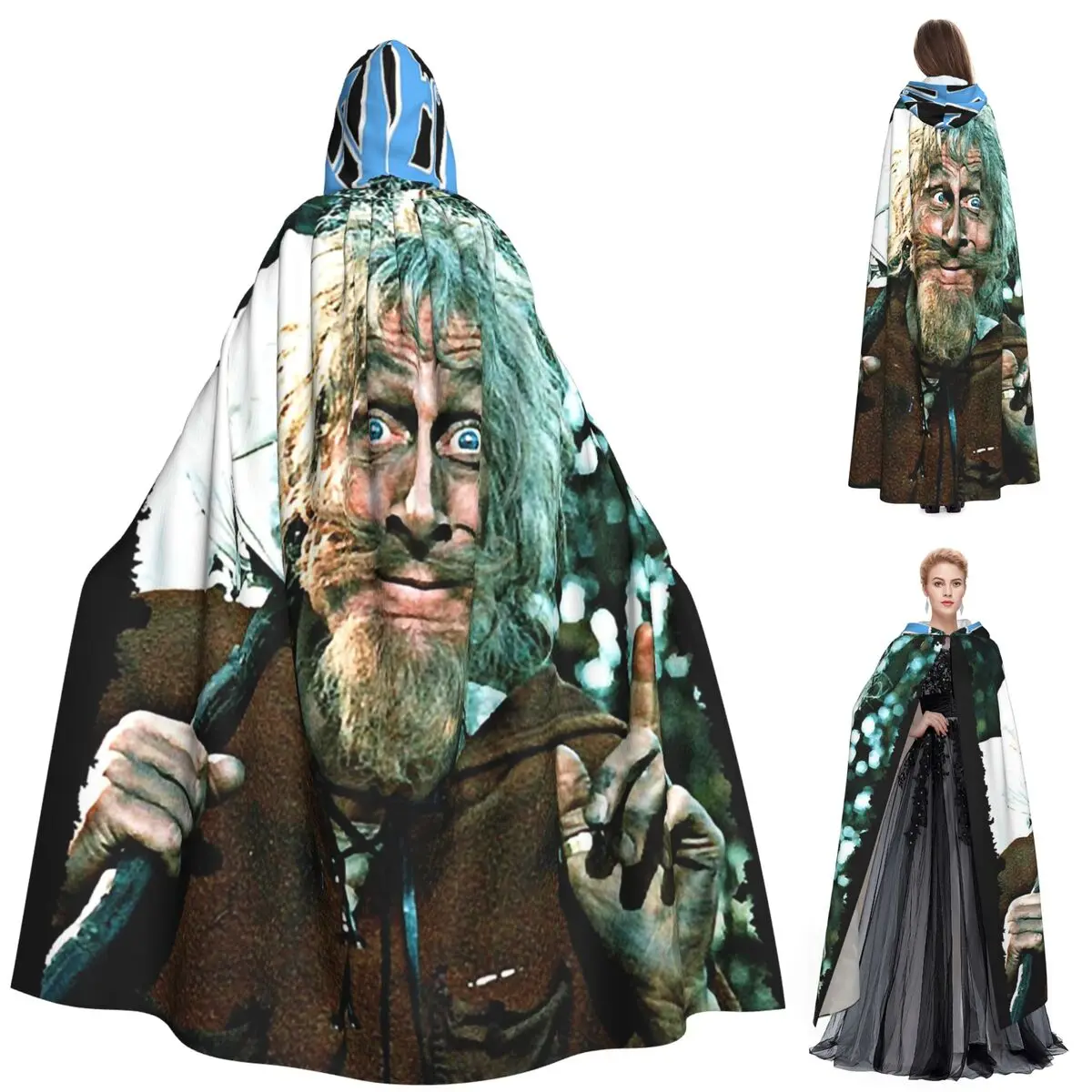 

Прозрачный длинный плащ с капюшоном Catweazle, средневековый костюм ведьмы, накидка для косплея, пальто на Хэллоуин для взрослых, унисекс