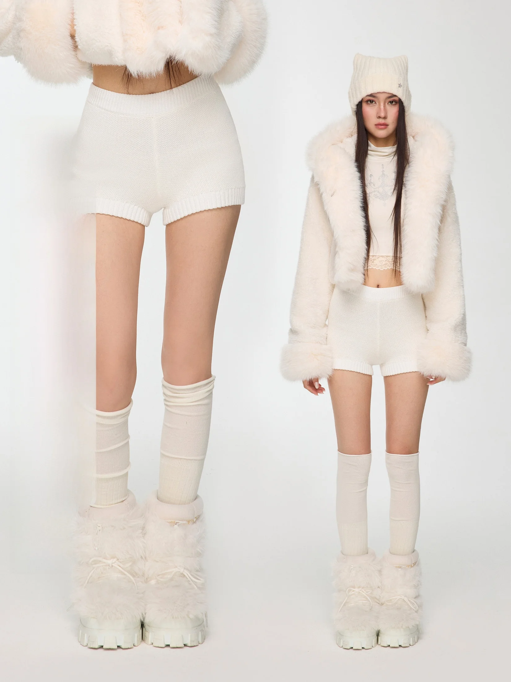 

High Waist Knitted ort Pants Women's Casual Sle Elevating Slimming Autumn Winter Faion Breathable Comfortable Inner Wear