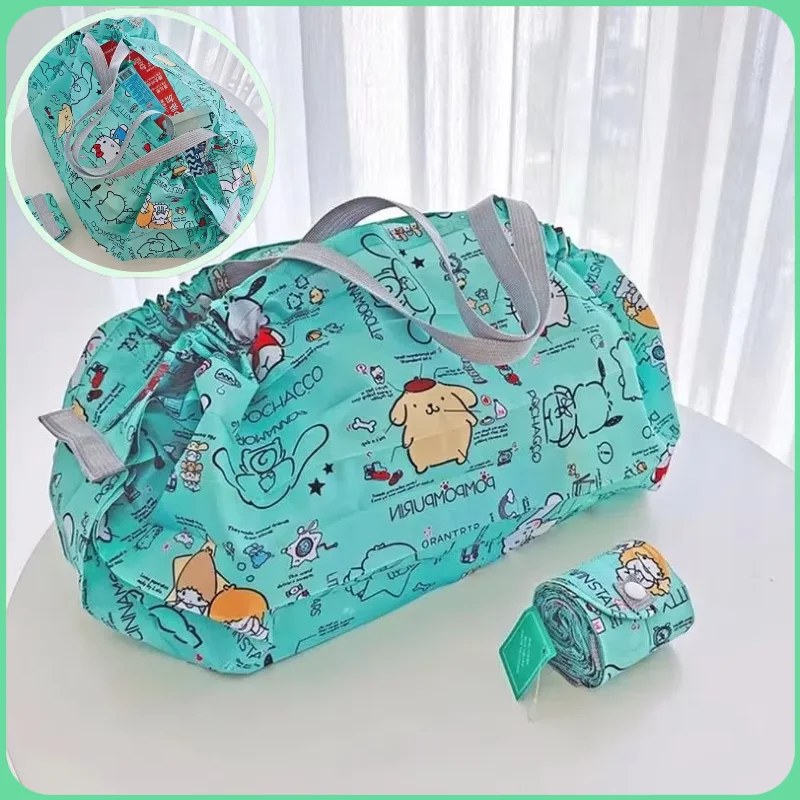 

New Hello Kitty Cartoon Shopping Bag Portable Foldable Accordion Pleats Cloth Bag Suitable For Supermarket Shopping Travel Bag