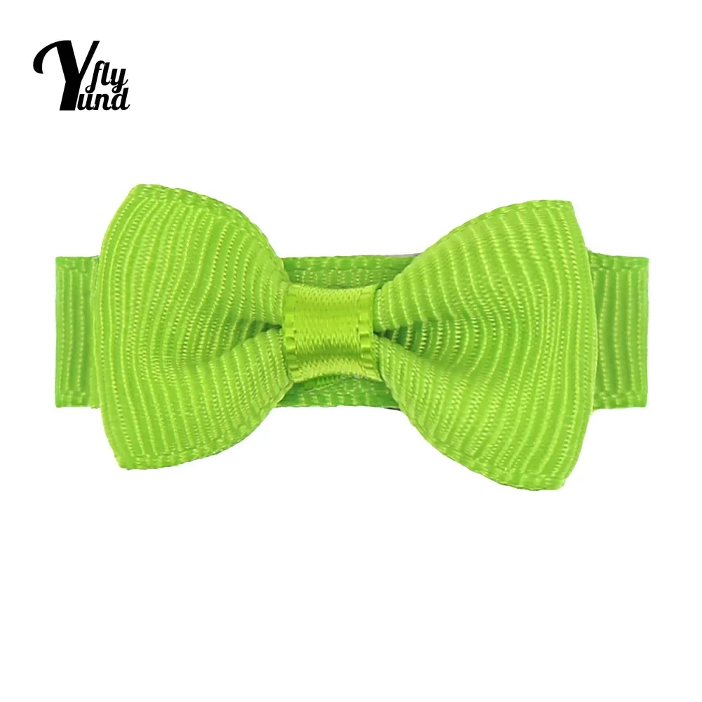 Yundfly 4*2 CM Mini Solid Color Bowknot Bangs Hairpins Fashion Grosgrain Ribbon Bows Infant Hair Clips Baby Headwear Photo Props