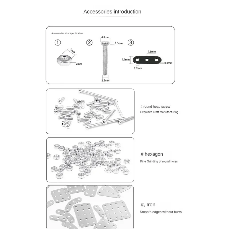 Montaje de metal, inteligencia para adultos, montaje manual, tornillo giratorio, piezas de péndulo, transmisión de engranajes, bloques de construcción mecánicos