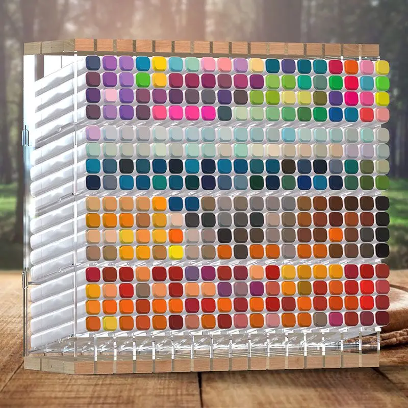 

Multi-Layer Slanted Marker Organizer - Clear Grid Desktop Display Rack for 120 Art Brushes, Acrylic Storage for Art Studio