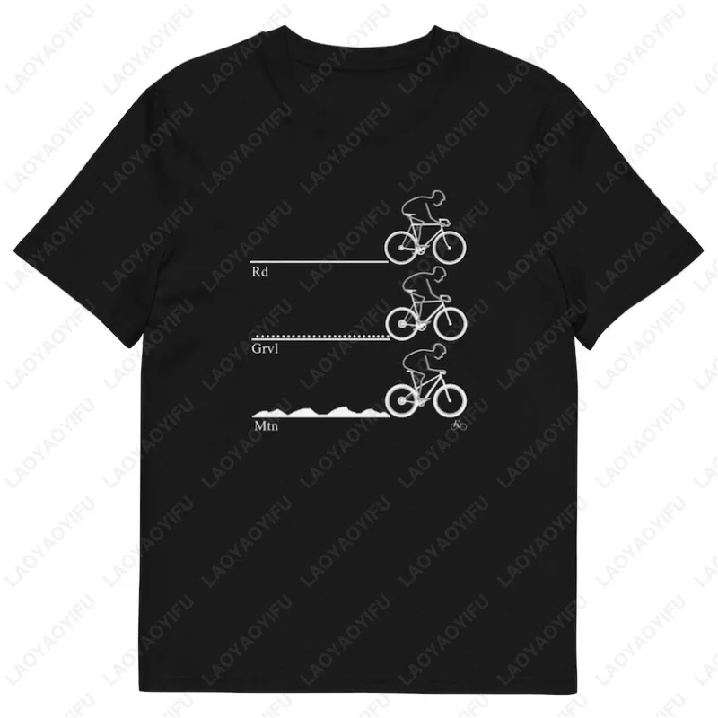 Camiseta orgánica de carretera de grava de montaña, camisetas de moda de ciclismo sostenibles, regalo de ciclismo vegano, pantalón corto informal de algodón para hombres y mujeres, regalo de manga
