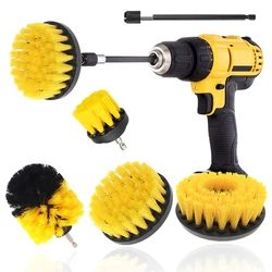 3Pcs Electric Scrubber Brush Drill Brush Attachment Kit Cleaning Brush For Carpet Glass Car Tires Nylon Brushes 2/3.5/4/5''