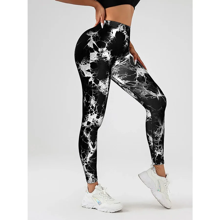 4 Pack Women's Scrunch Workout Leggings High Waisted Butt Lifting Tie-dye V Back Waist Seamless Gym Yoga Leggings Workout Leggi