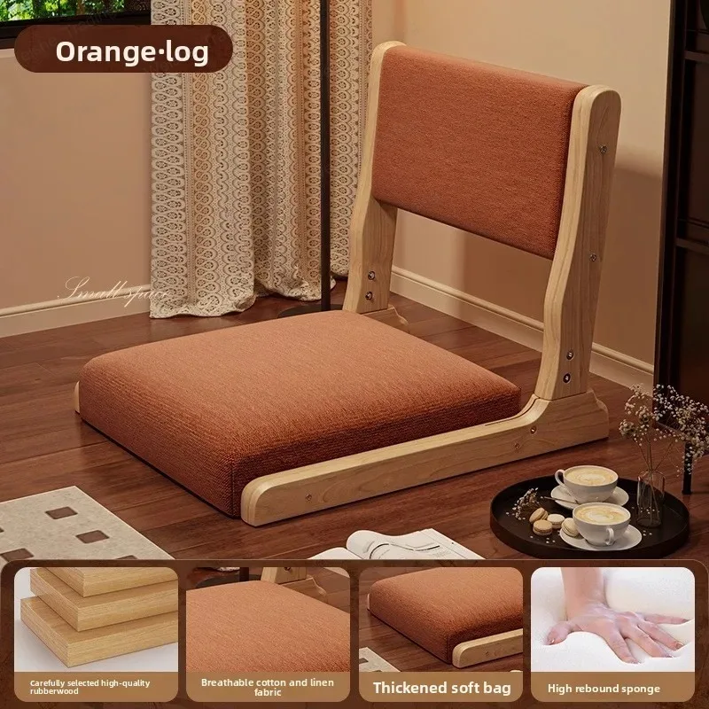 Solid wood foldable tatami back chair and room chair seat legless sitting lazy sofa