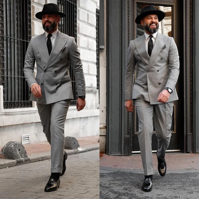 Klassische Herrenanzüge, 2-teilig, Jacke, Hose, spitzes Revers, zweireihiger Blazer, trajes de hombre, besondere Anlässe, Business, individuell