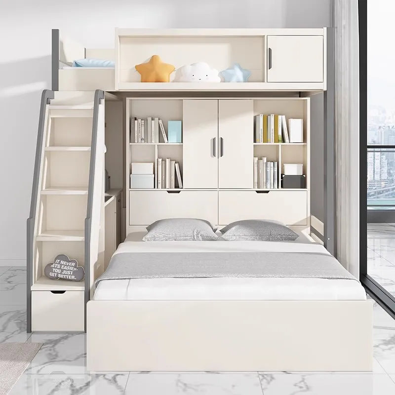 Double bed bunk bed Adult household high and low bed Small apartment Children's two-layer bunk bed Interlaced mother-child bed