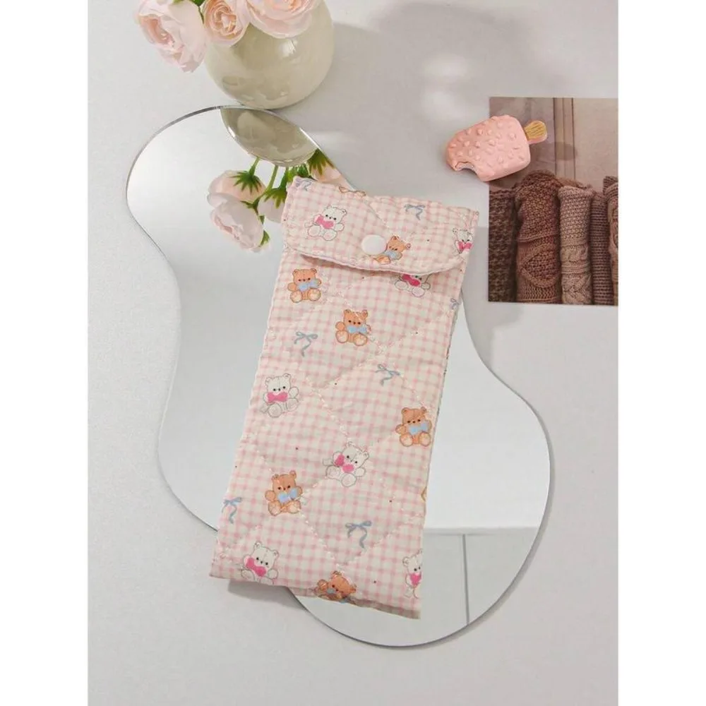 

Новая маленькая сумка для очков с розовым сердцем, милая сумка-карандаш с медведем и клубникой, милый цветок, женская косметичка, подарки