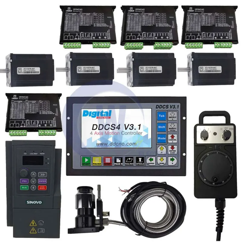 CNC DDCS V3.1 4 Axis Motion Controller Kit JMC Stepper Motor Stepper Drive Inverter High Precision Tool Positioner MPG