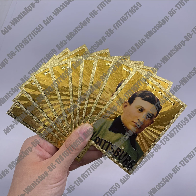 A collection of 18 famous baseball player gold foil small cards for collection and commemoration