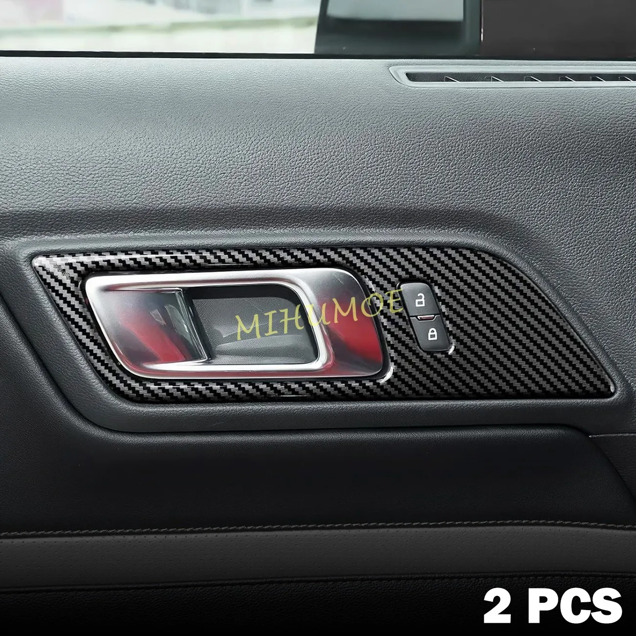 For Ford Mustang 2015-2026 Carbon Fiber Interior Door Handle Surrounds Cover Trims Accessoeis 2025 2024 2023 2022 2021 2020 2019