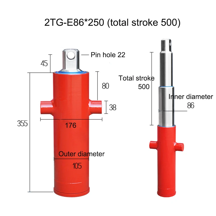 3TG-E71*300 /3TG-E71*350/2TG-E86*250 One-way Multi-section Sleeve Hydraulic Cylinders Lifting Top Accessories Hydraulic Tools
