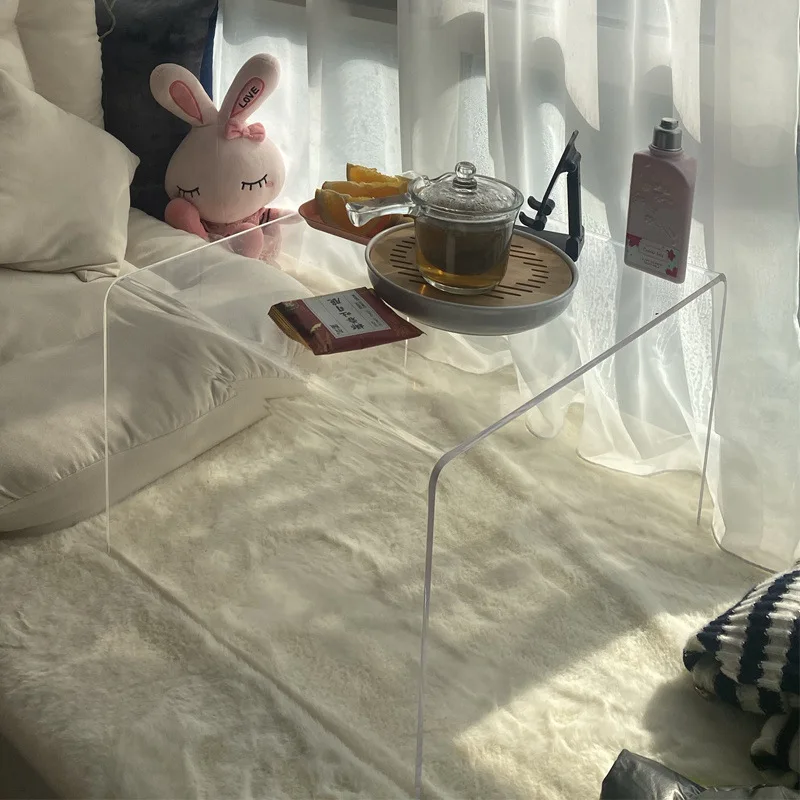 Transparent Coffee Tables Portable Plastic Room Desks Short Acrylic Tea Table Removable Morden Rectangle Living Room Furniture