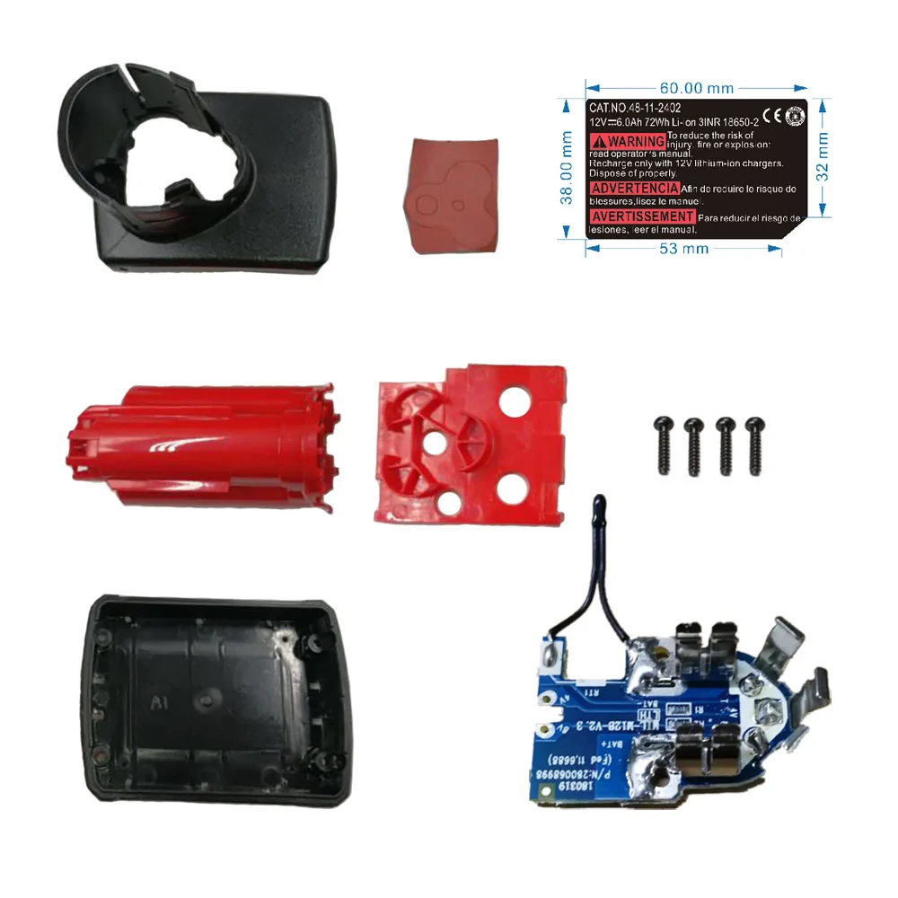 Autocollant d'étiquette de carte de circuit imprimé de protection de boîtier en plastique de batterie d'ion d'Eddie M · 12, boîtier de boîte de Milwaukee 12V, 48 V, 11 Ah, 2411, 6Ah