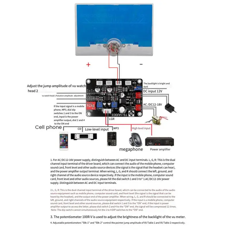 A29F-1 Piece 12-16V VU Meter Analog Panel Audios Level Meter As Shown Plastic For Power Amplifier Digital Power Meter - view 4