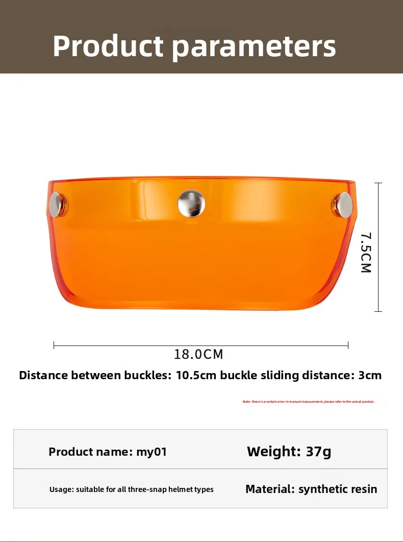 3-Druckknopf-Visier für Jet-Helme, Universelles Zubehör für Kleine Motorrad- und Rollerhelme – Detail 2