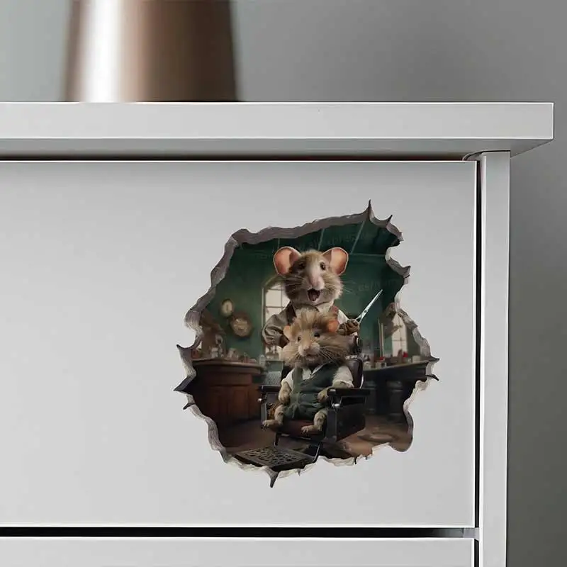 5 Pieces/Pack Life's A Whirl Mouse Hole Wall Sticker Bedroom Kids Room Background Decoration Mural