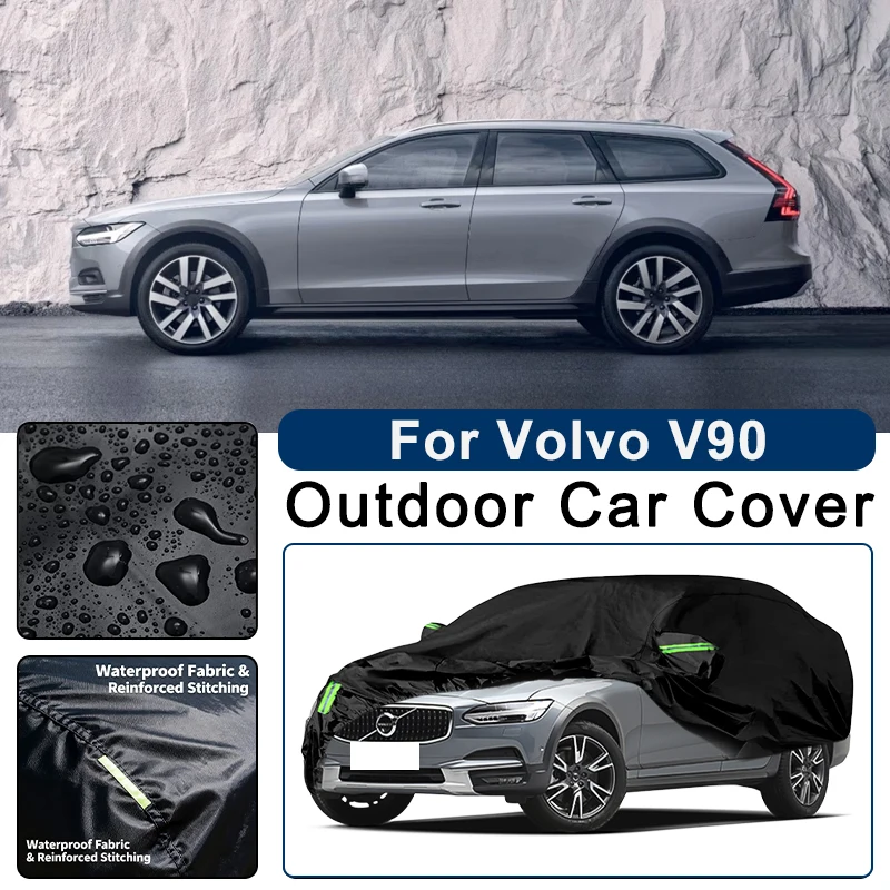 

Outdoor Car Cover Waterproof Dustproof UV Sun Protection, Full Car Protector Exterior Accessories For Volvo V90 SPA
