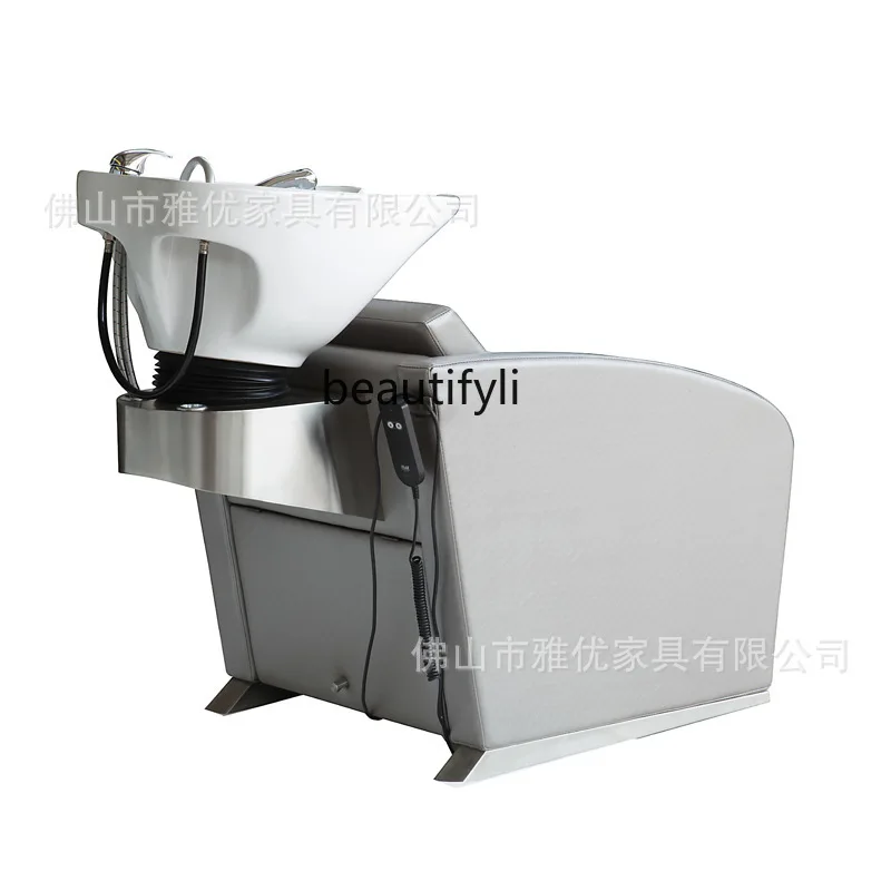 Stainless Steel Shampoo Chair Hair Saloon Dedicated Sitting Lying Half Electric Shampoo Flushing Bed Manufacturer