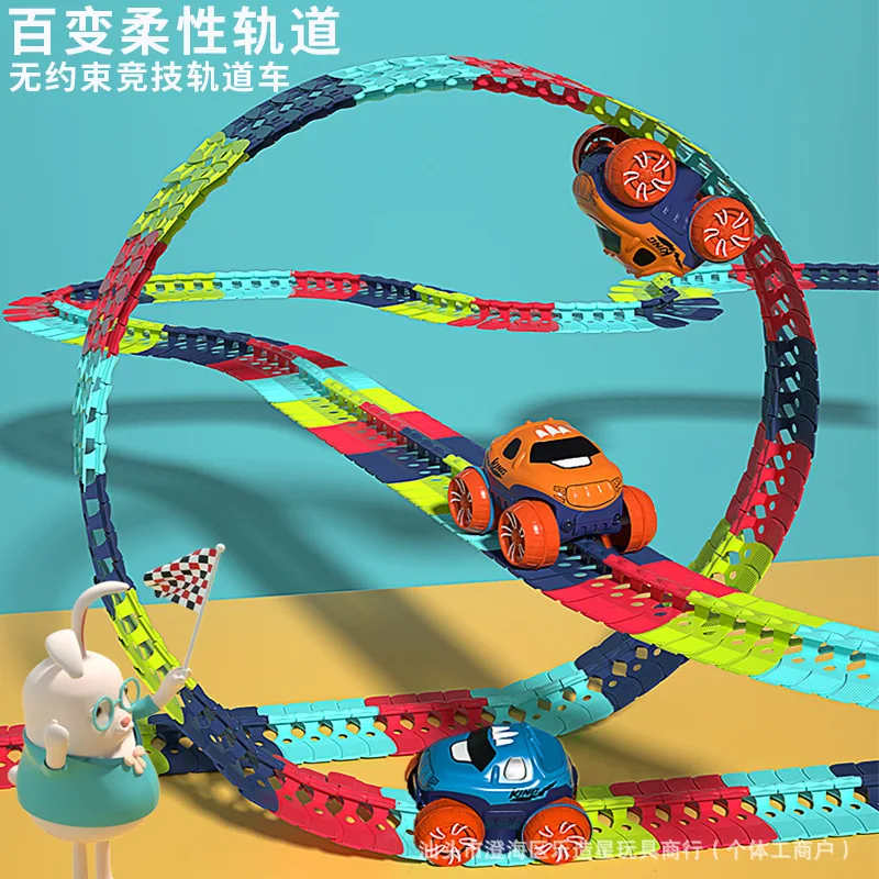 Soft rubber assembled anti gravity track car set  flexible versatile roller coaster stunt car for boys and girls birthday gifts
