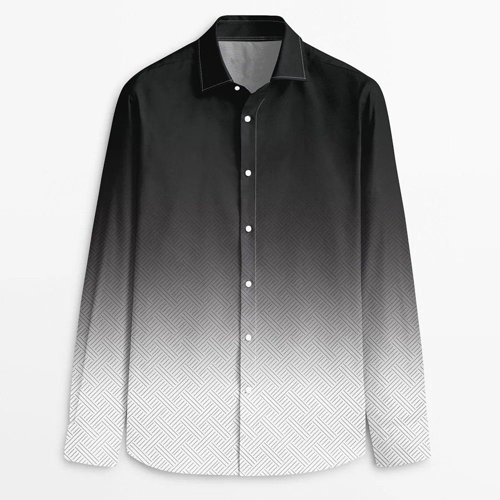 95 Polyester 5 Spandex Gradient Color Shirt Applicable For Men Brand New Condition Breathable Long Sleeve Shirts For Men