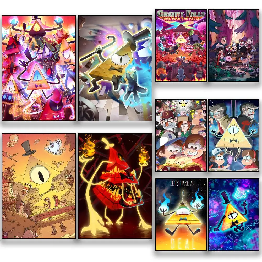 Cartoon G-Gravity Cute Falls BILL CIPHER Poster HD Removable Wall Art Gift Bedroom Lounge Dorm Office Gaming Cafe Bars