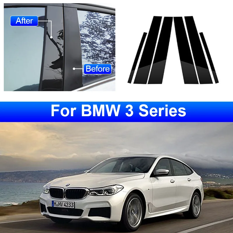 

6Pcs Car Door Center Middle BC Pillar Post Cover Mirror Effect Trim Window Column Sticker for BMW 3 Series E90 F30 G20 2015~2023