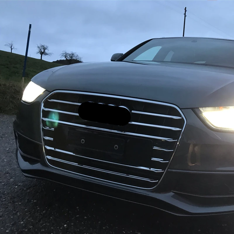 

Стайлинг автомобиля, передняя решетка, декоративная крышка, накладки из нержавеющей стали, декоративные полоски для гриля для Audi A4 2013-2016, внешнее молдинг