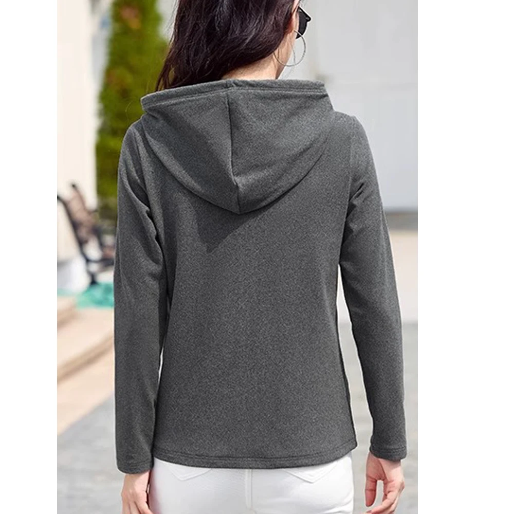 Thin hooded sweatshirt women's jacket 2024 new spring and autumn sports hoodie warm zipper cardigan sports top
