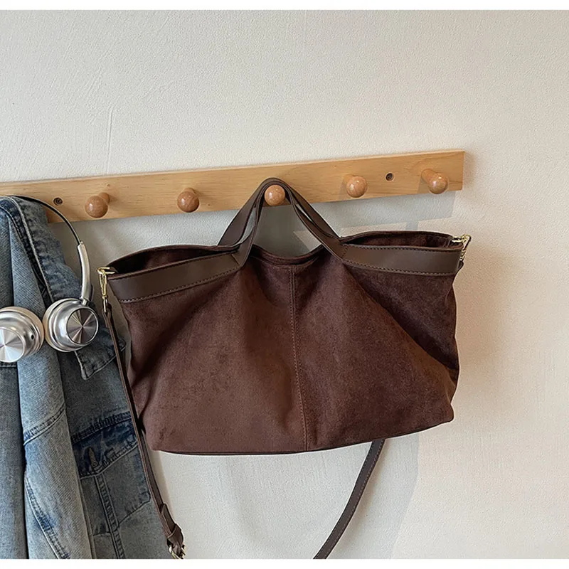 

Large Capacity Tote Shoulder Bag Retro Faux Suede Women Handbags Soft Shopper Purses Designer Bags for Women Crossbody Bag New