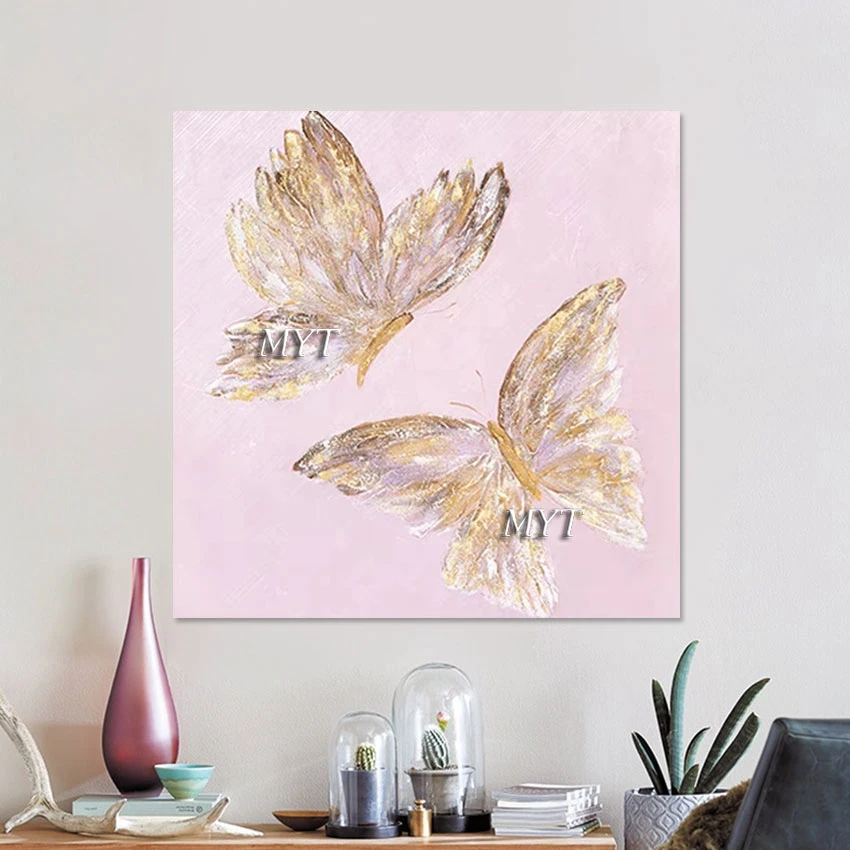 Wall Picture Modern Art Gold Foil Butterfly Abstract Canvas Oil Painting Hand-painted Quality Artwork China Imports Home Decor