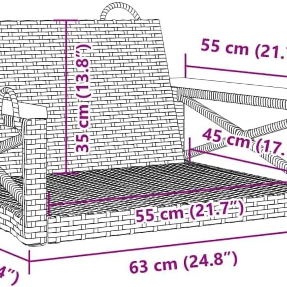Outdoor 1-Person Swing Chair: Black Rattan, Steel Frame, Acacia Wood, Weather-Resistant Patio Lounge