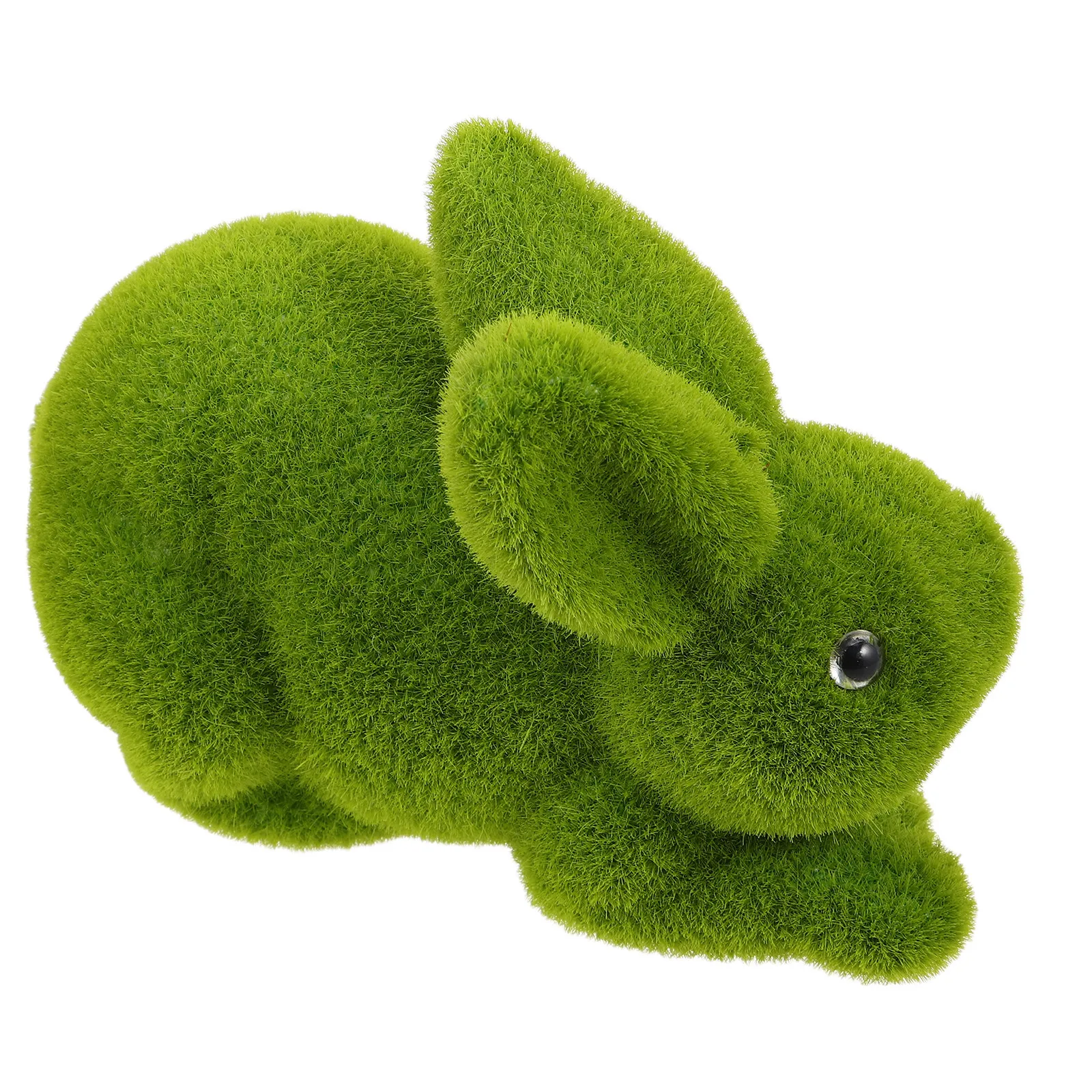 Handcrafted Easter Bunny Garden Decor Made of Lightweight Flocked Foam and Artificial Moss for Patio Lawn Outdoor Decoration
