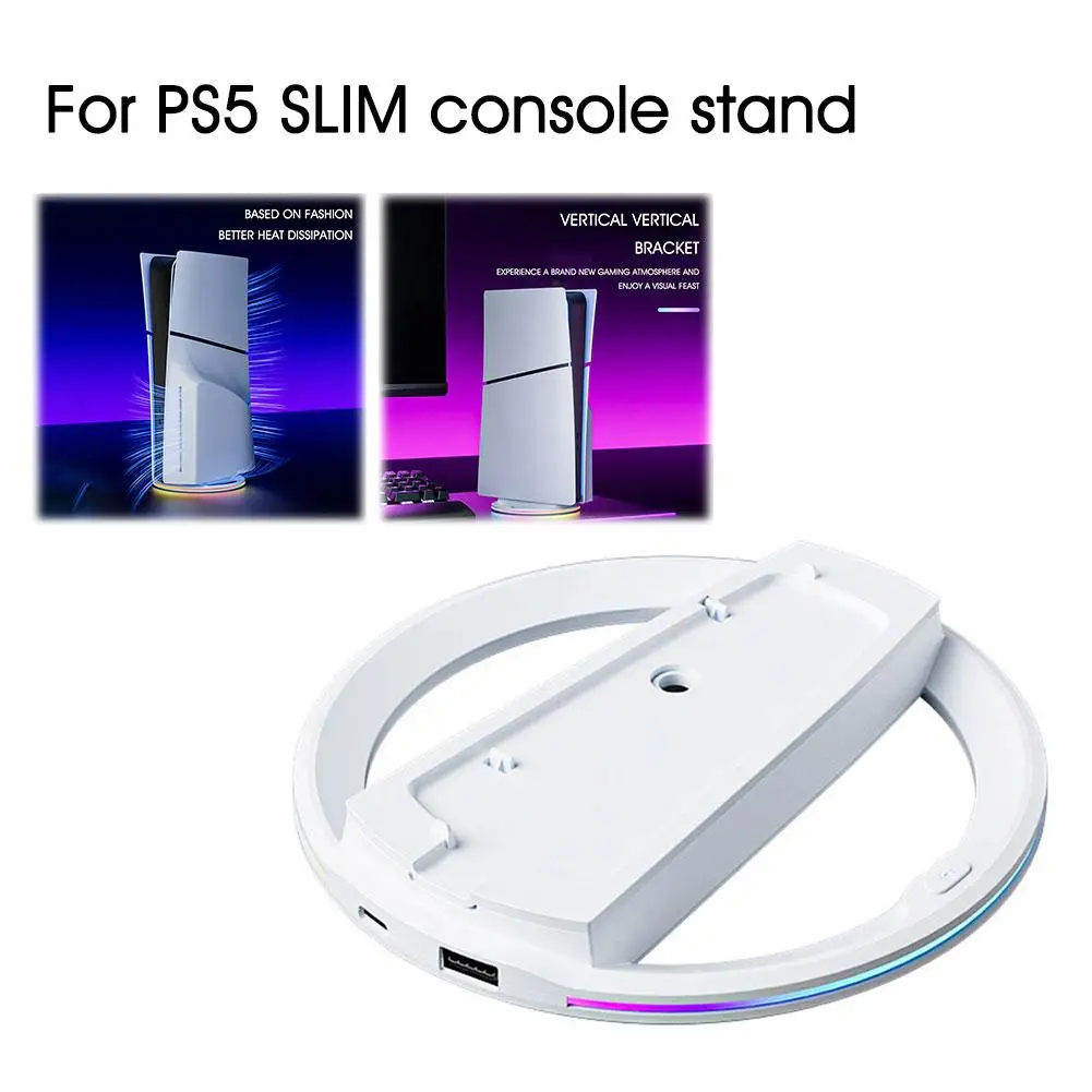 

For PS5 SLIM/PS5 Game Console Stand RGB Dazzling Lighting Game Console Upright Accessories Universal Bracket X1U8